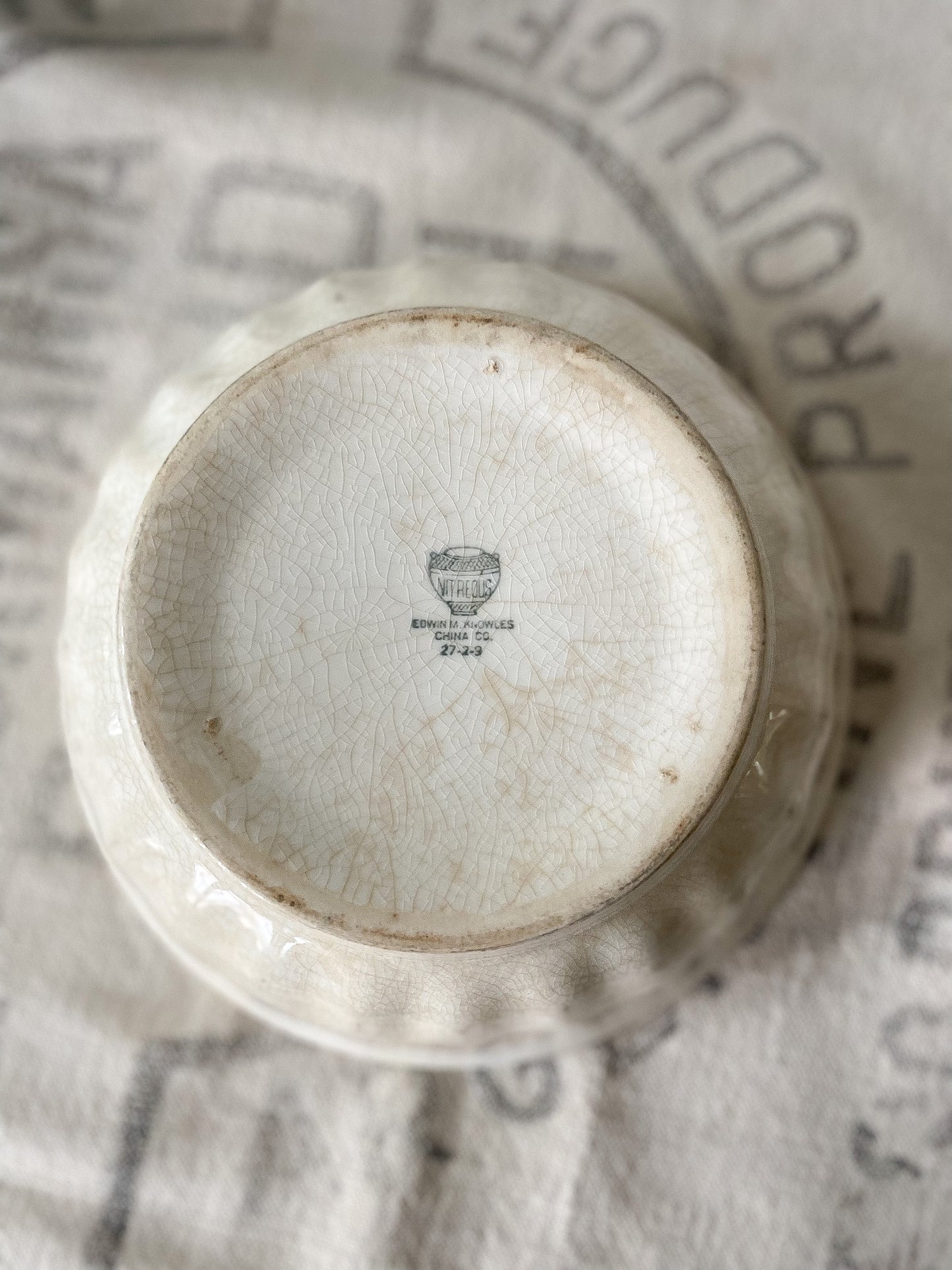 Stained Crazed Ironstone Bowl