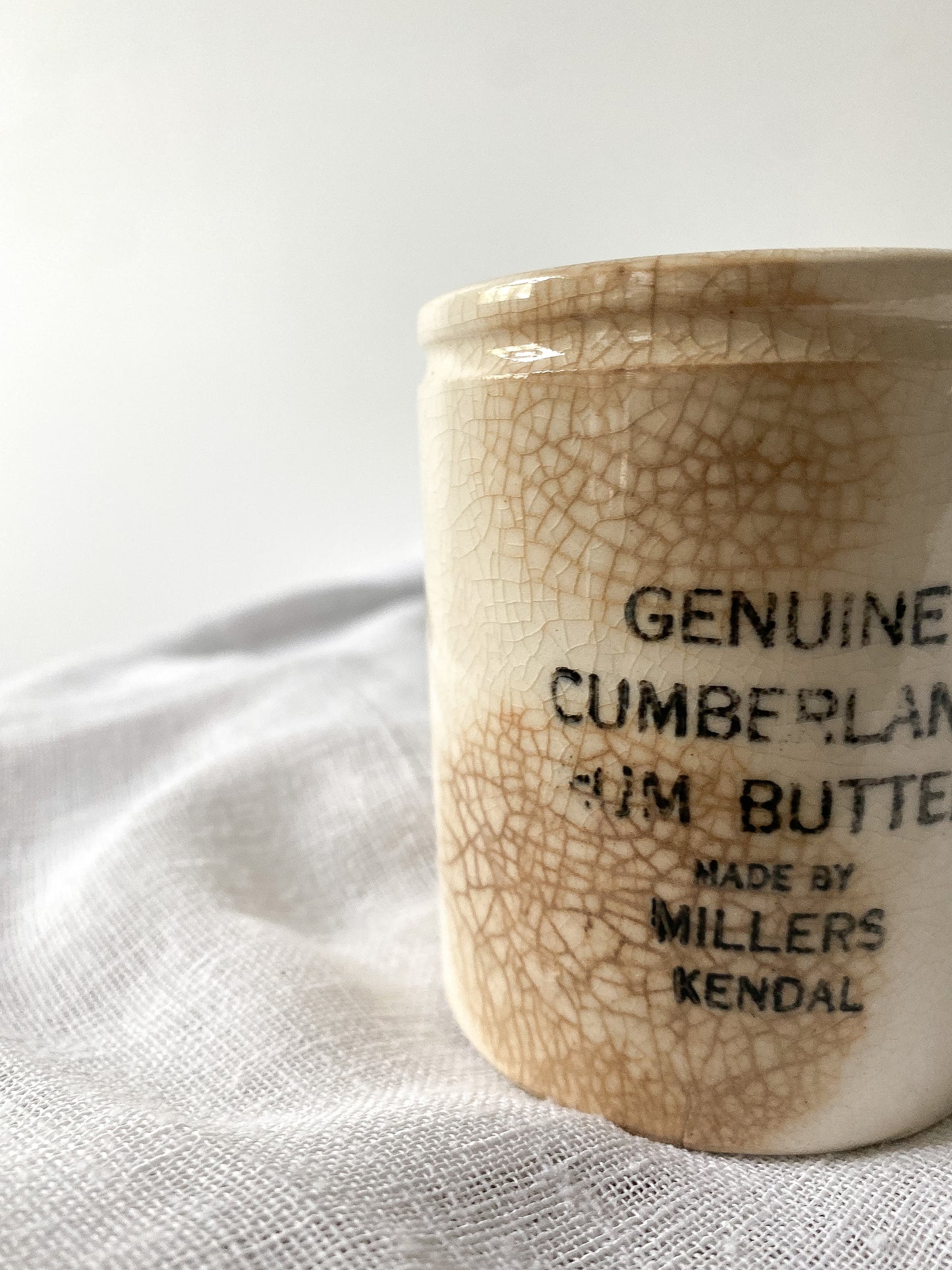 Stained Butter Crock Jar