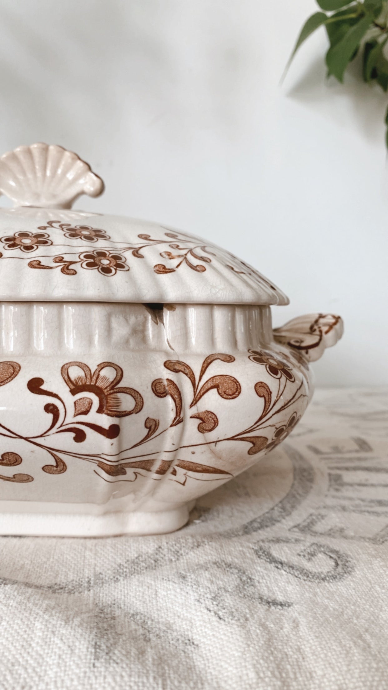 Antique Ironstone Covered Dish