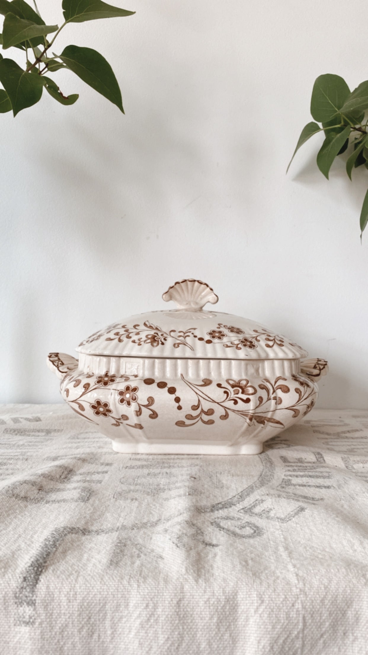 Antique Ironstone Covered Dish