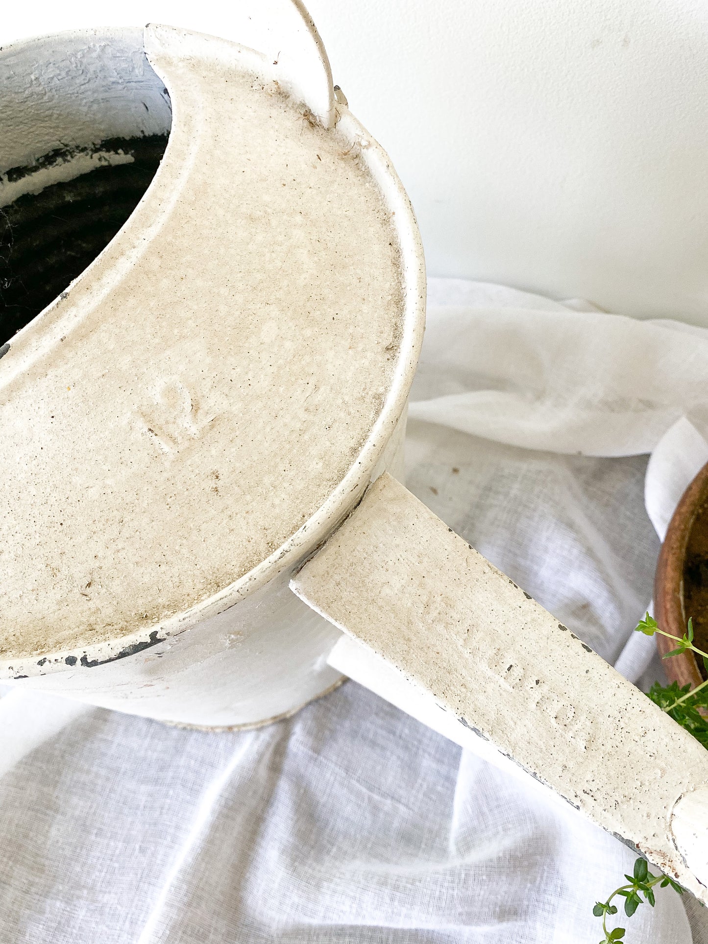 Large Chippy White Watering Can