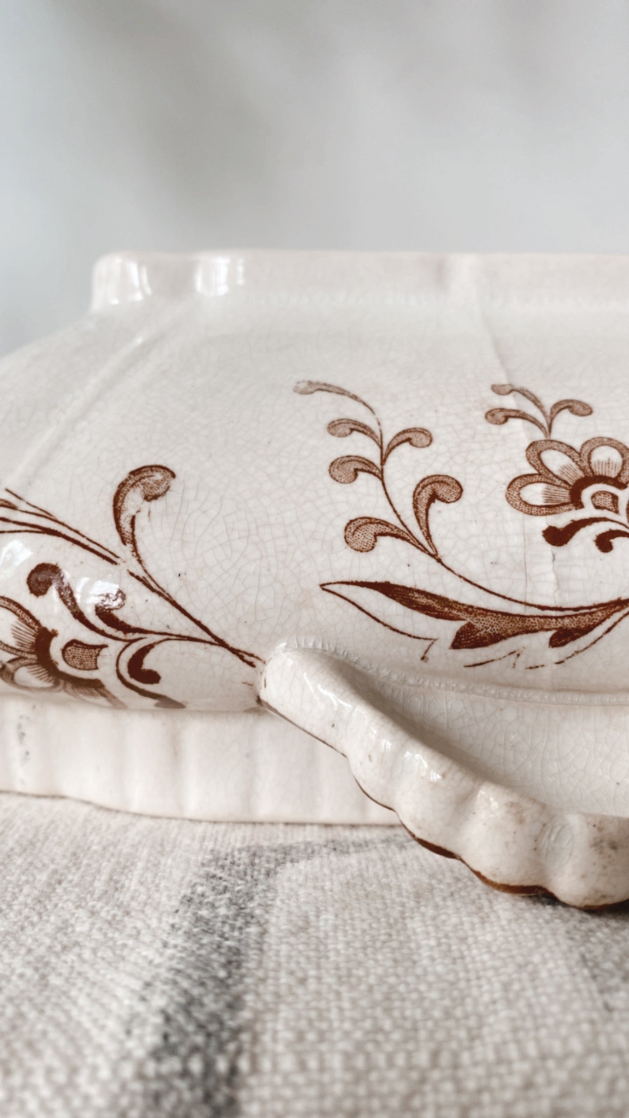 Antique Ironstone Covered Dish