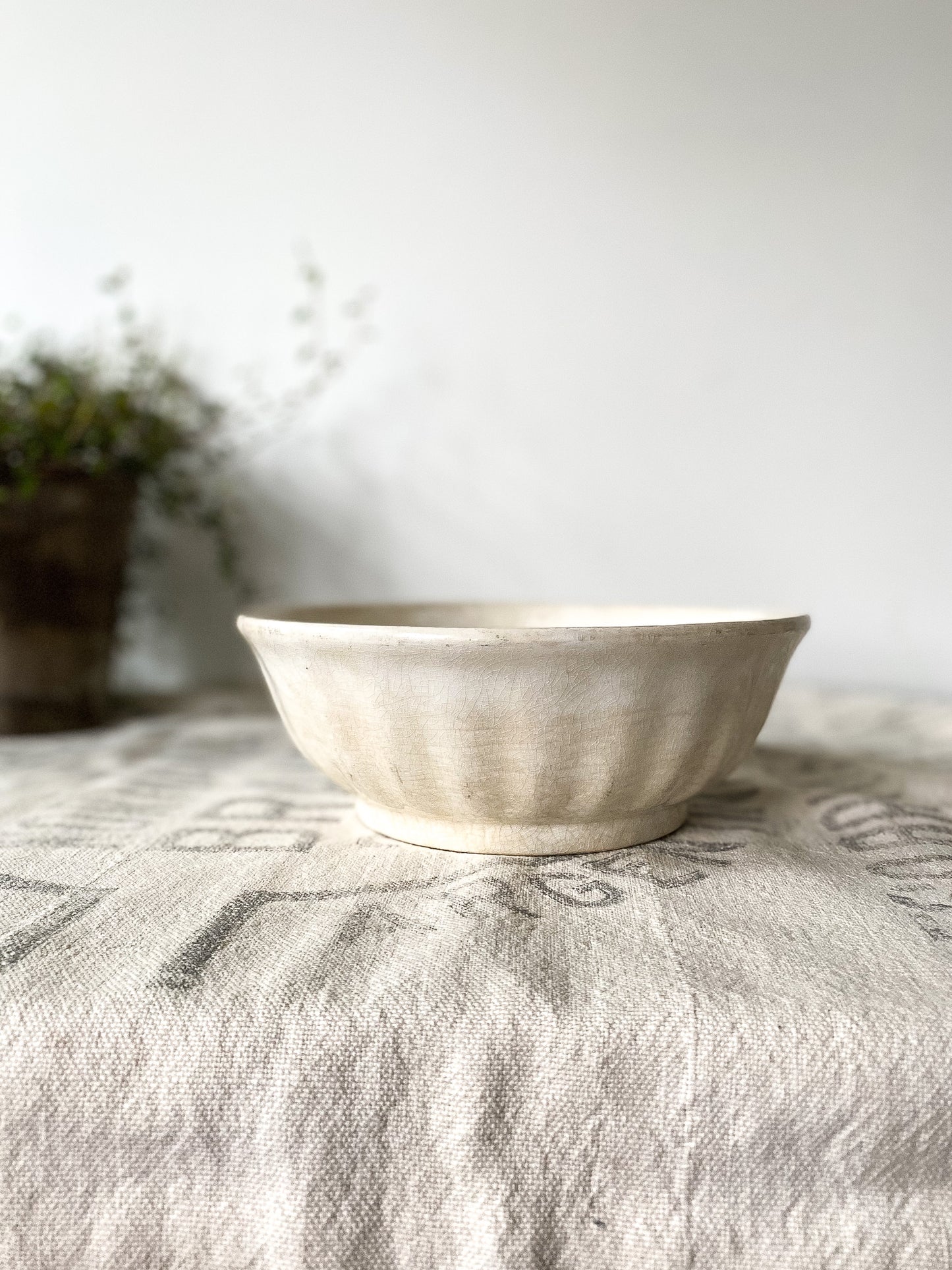 Stained Crazed Ironstone Bowl