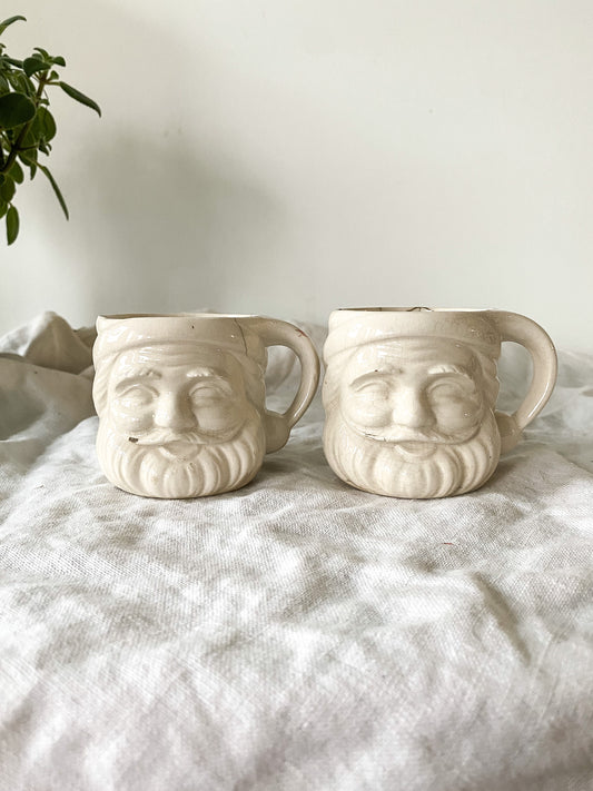 Vintage Crazed Santa Mugs