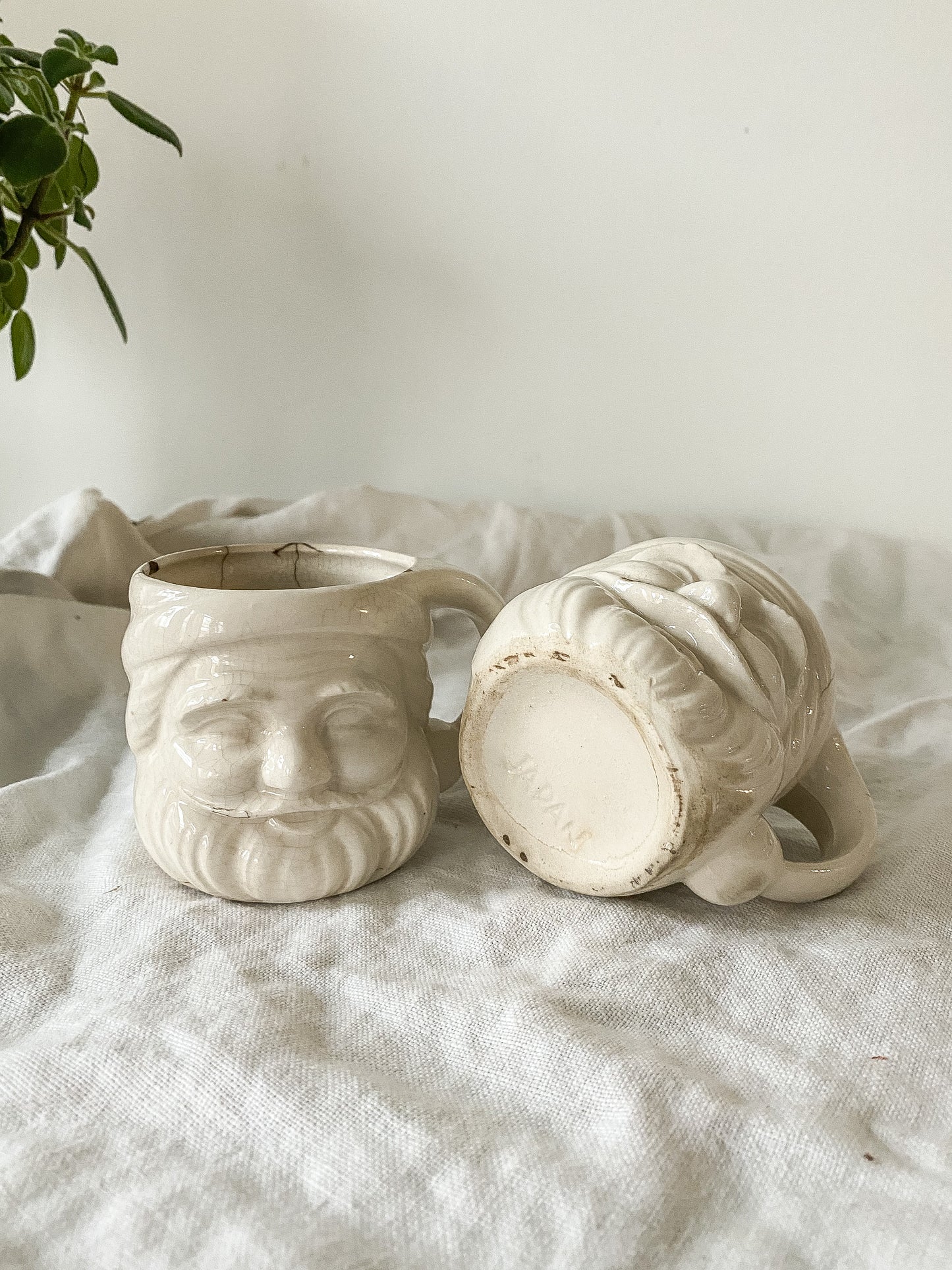 Vintage Crazed Santa Mugs