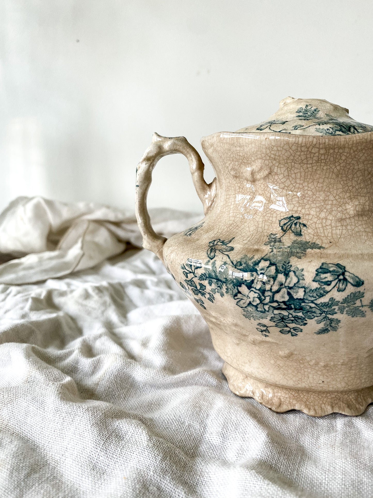 Stained Ironstone Sugar Bowl