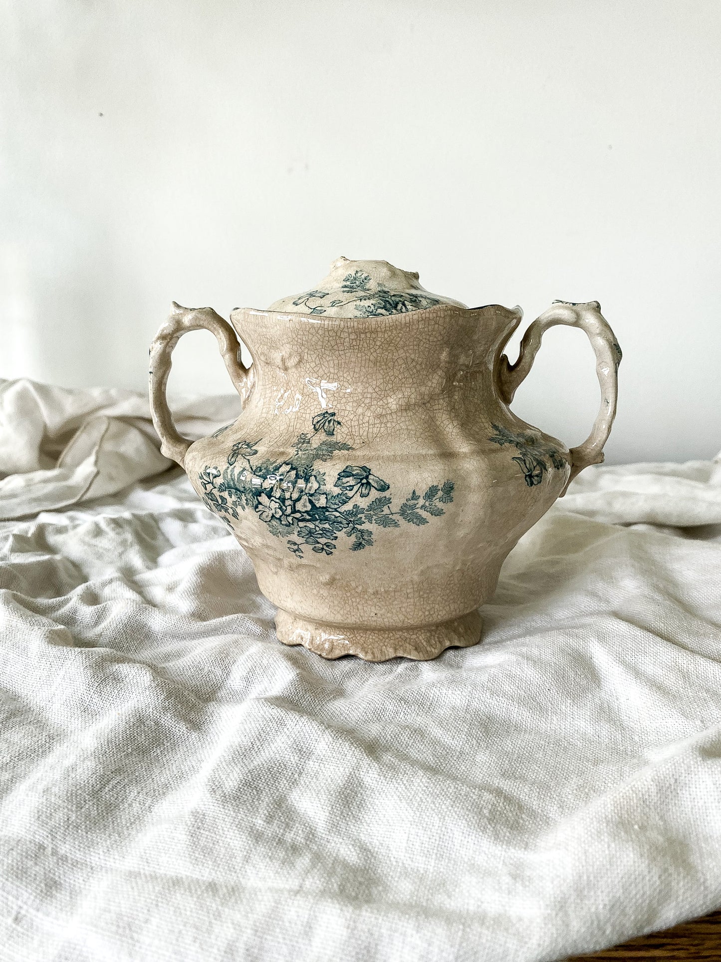 Stained Ironstone Sugar Bowl