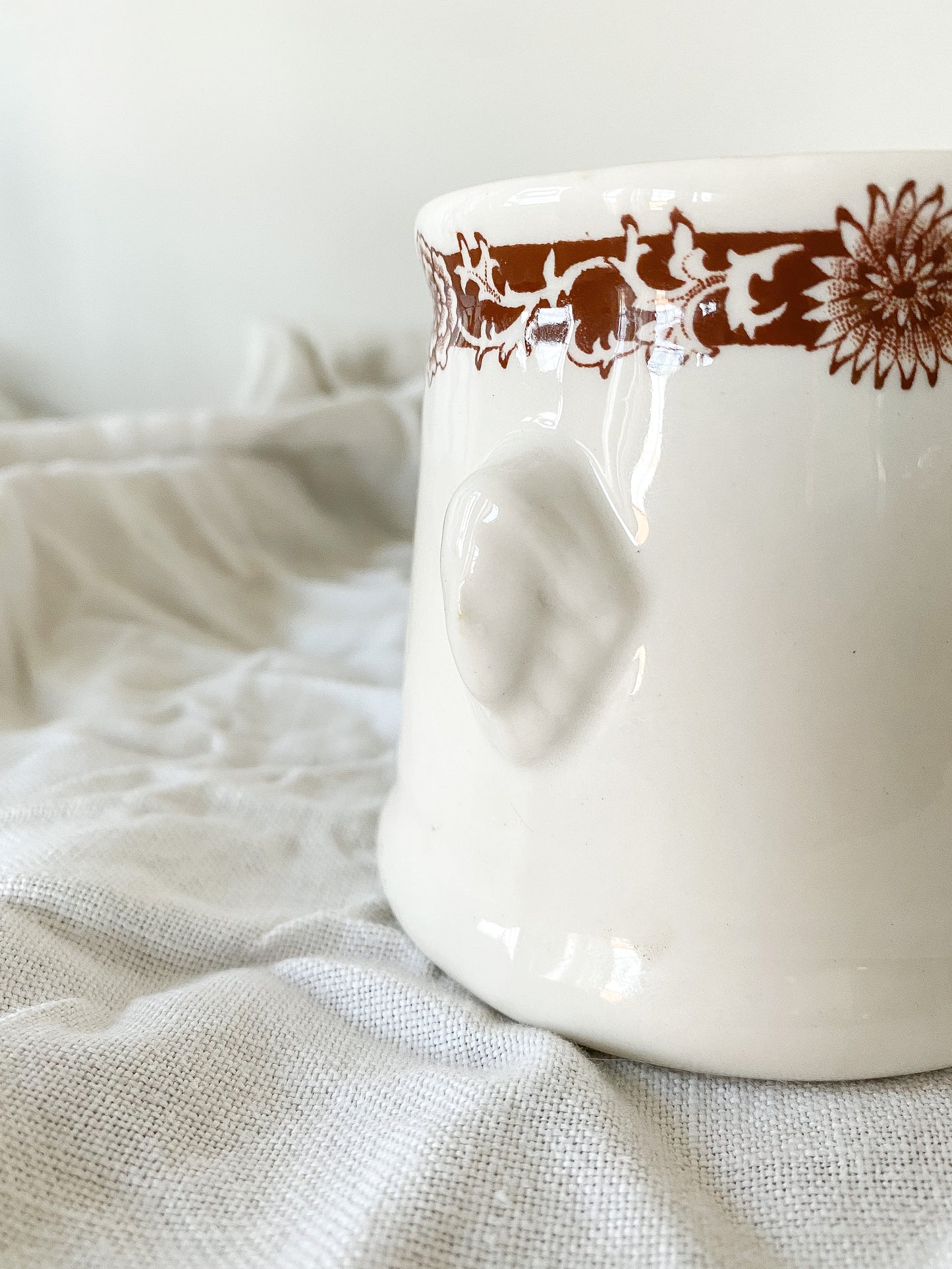 Ironstone Cameo Face Sugar Bowl