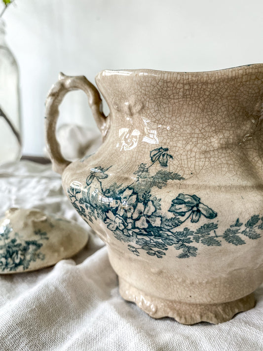 Stained Ironstone Sugar Bowl